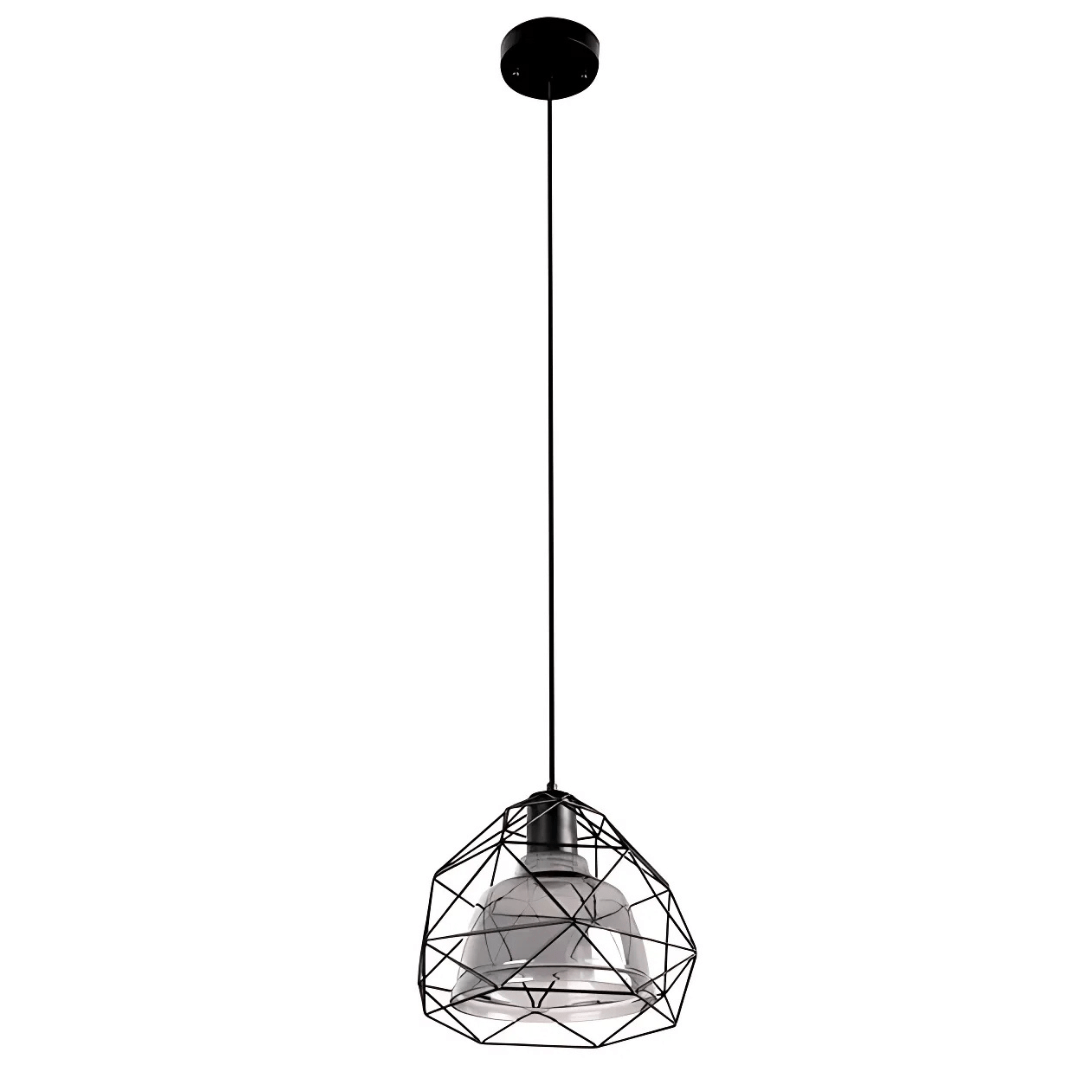 TKLD Pendant & Chandeliers Smoky Or Copper Glass Dome Metal Cage Pendant Ceiling Light - 40W