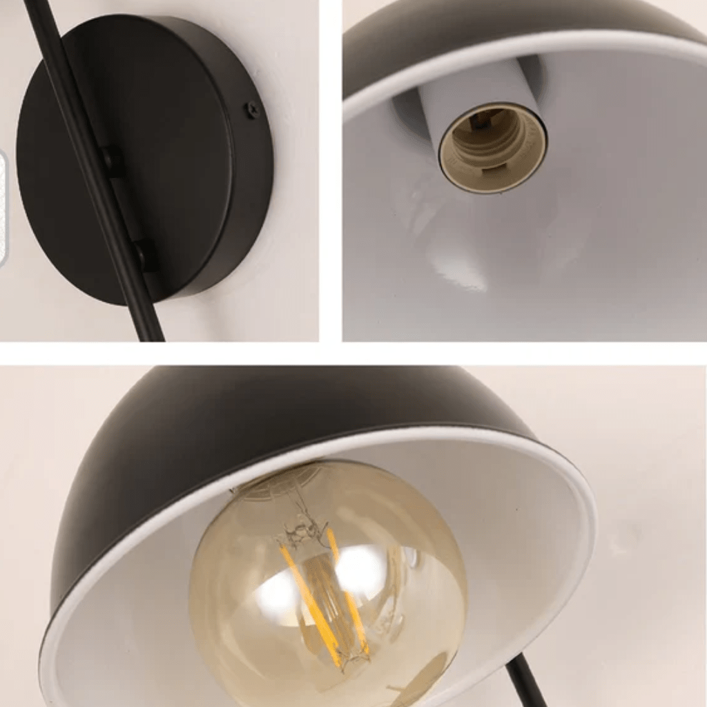 TKLD Wall & Sconce Lights Snowdrop Black or White Metal Dome Wall Light E27 Fitting