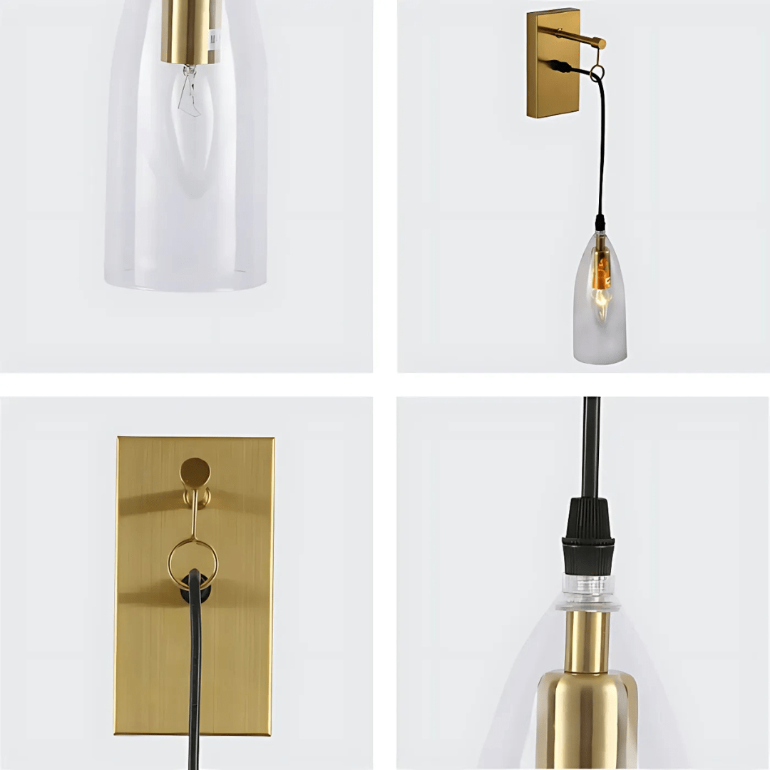 TKLD Wall & Sconce Lights Snowdrop Clear Glass Gold Metal Pendant Wall Light - 40W