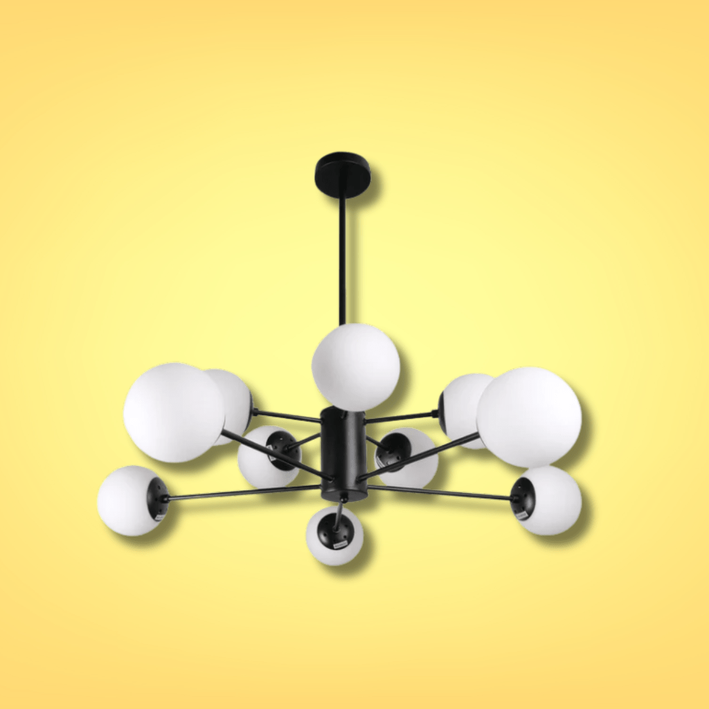 TKLD Pendant & Chandeliers Snowflake Opal Globe Glass Black Body Ceiling Light E27 - 10 Lamps