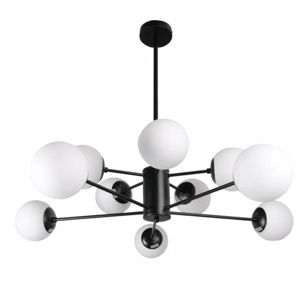 TKLD Pendant & Chandeliers Snowflake Opal Globe Glass Black Body Ceiling Light E27 - 10 Lamps