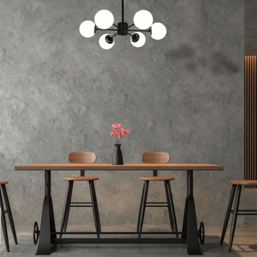 TKLD Pendant & Chandeliers Snowflake Opal Globe Glass Black Body Ceiling Light E27 - 6 Lamps