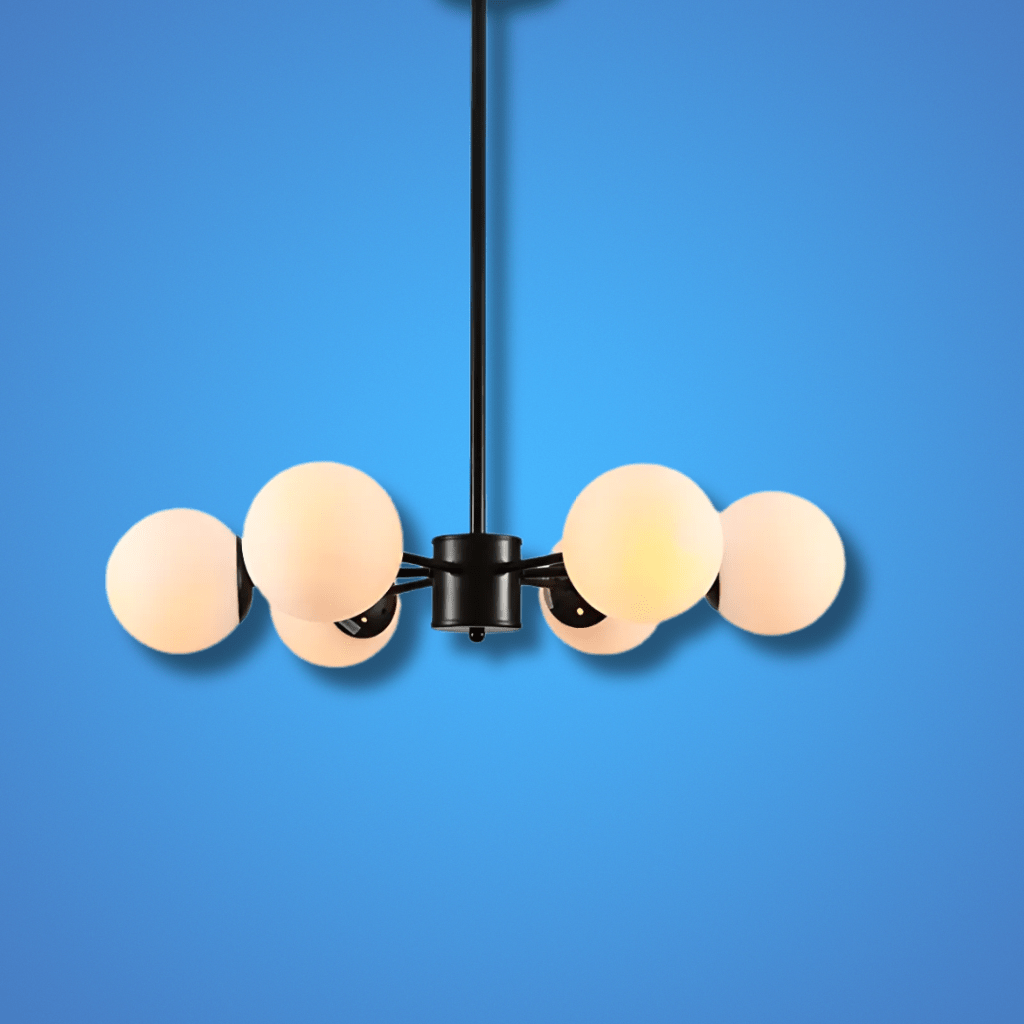 TKLD Pendant & Chandeliers Snowflake Opal Globe Glass Black Body Ceiling Light E27 - 6 Lamps