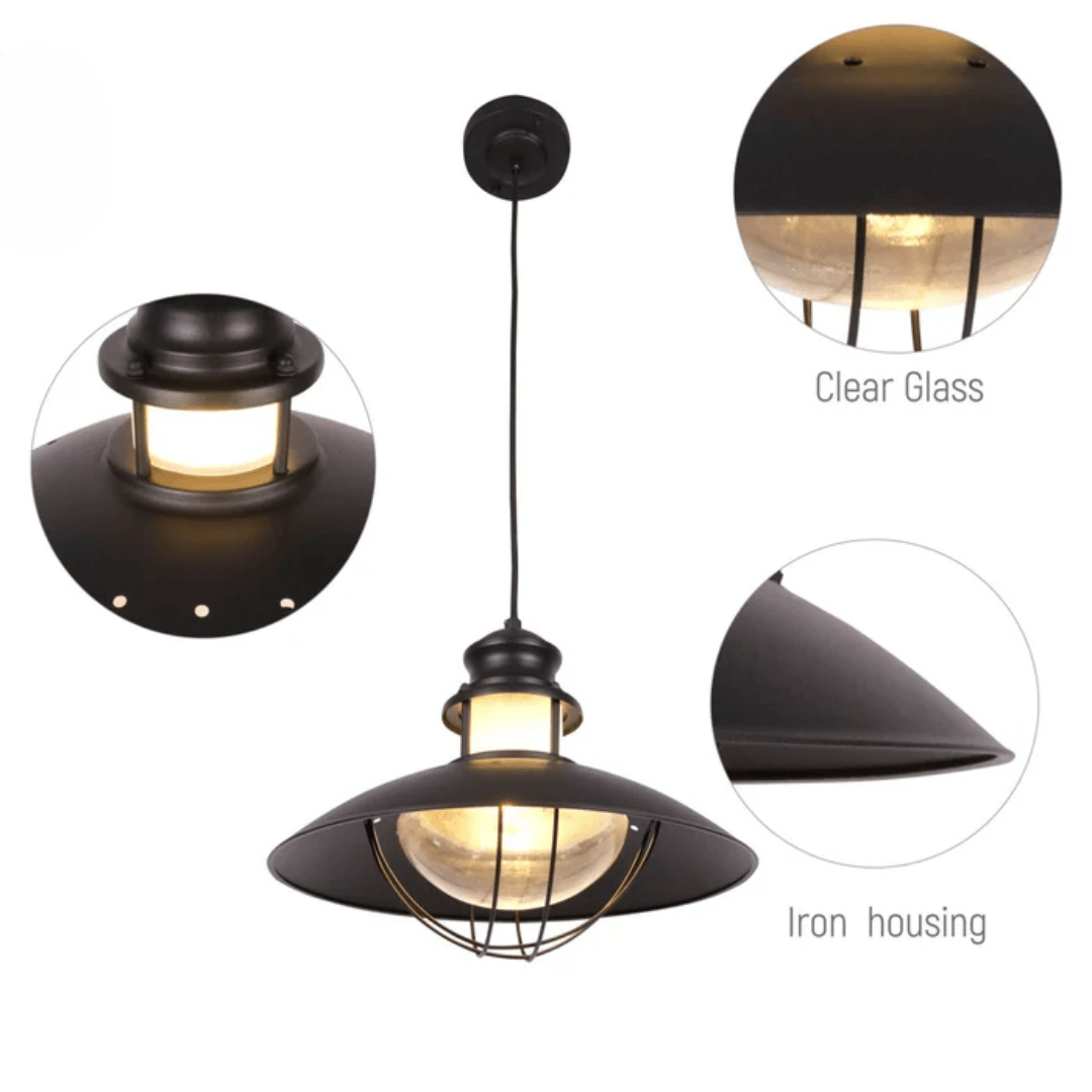TKLD Pendant & Chandeliers Sunflower Matt Black Clear Glass E27 Pendant Ceiling Light Lamp - 60W