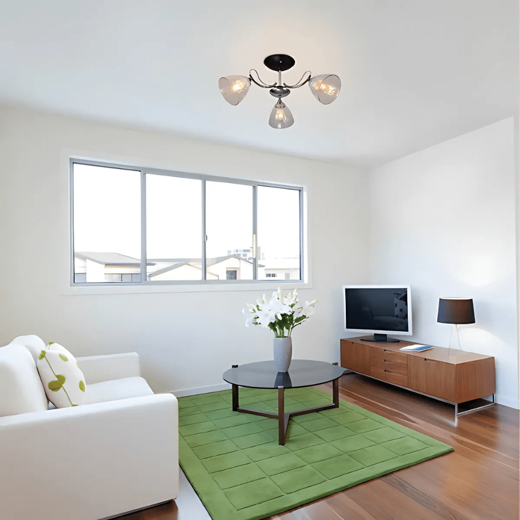 TKLD Pendant & Chandeliers Textured 3 Lamp Clear Cone Glass Chrome Semi Flush Ceiling Light