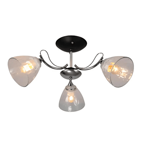 TKLD Pendant & Chandeliers Textured 3 Lamp Clear Cone Glass Chrome Semi Flush Ceiling Light