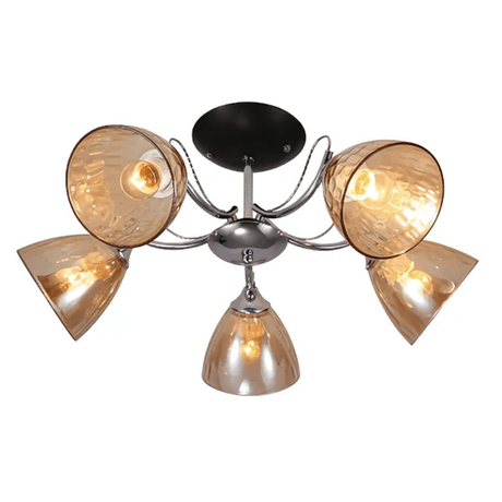 TKLD Pendant & Chandeliers Textured 5 Lamp Clear Cone Glass Chrome Semi Flush Ceiling Light
