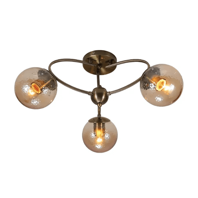 TKLD Ceiling Lights Textured Amber 3 Lamp Globe Semi Flush Ceiling Light - 40W