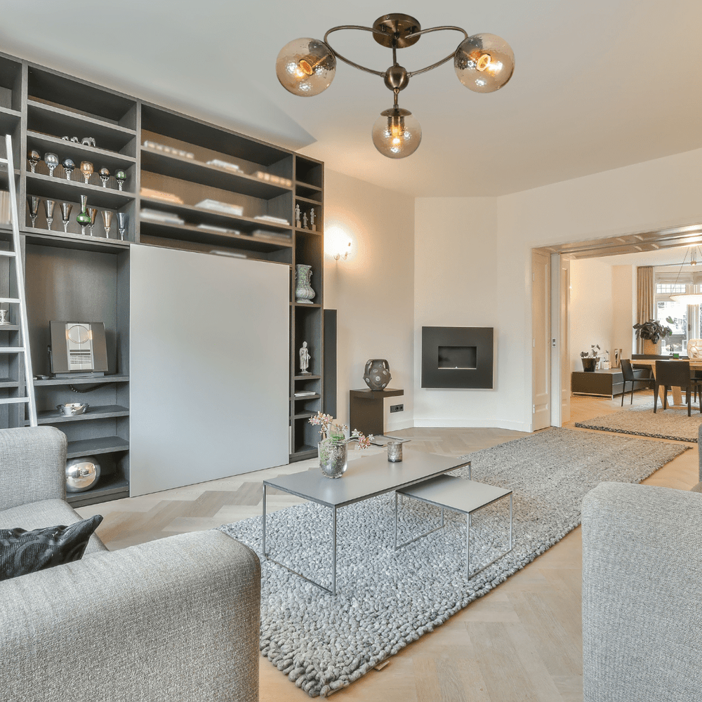 TKLD Ceiling Lights Textured Amber 3 Lamp Globe Semi Flush Ceiling Light - 40W