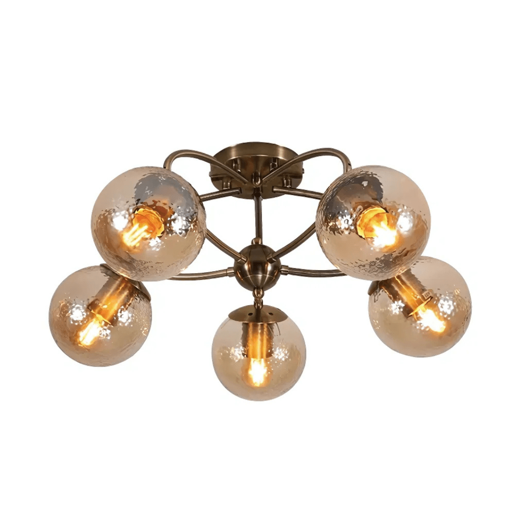 TKLD Ceiling Lights Textured Amber 5 Lamp Globe Semi Flush Ceiling Light - 40W
