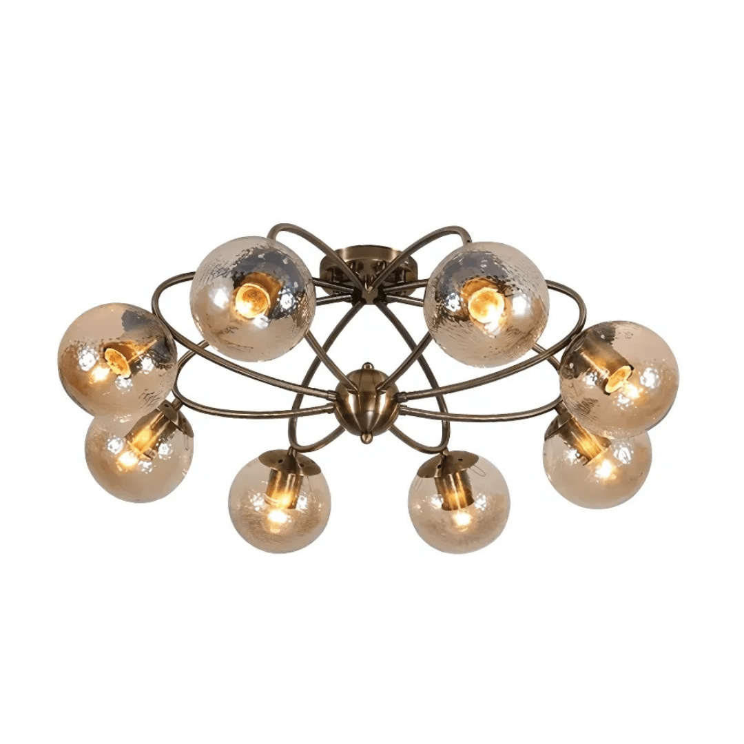 TKLD Ceiling Lights Textured Amber 8 Lamp Globe Semi Flush Ceiling Light - 40W