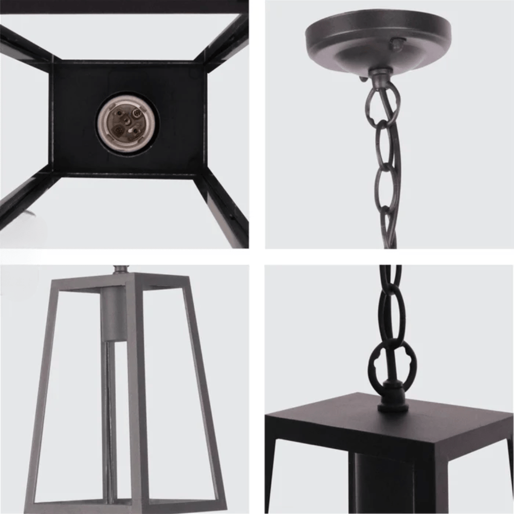 TKLD Pendant & Chandeliers Trapezoidal Matt Black Clear Glass E27 Pendant Ceiling Light Lamp - 60W