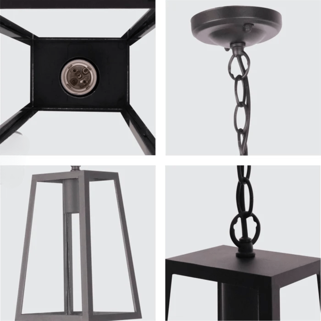 TKLD Pendant & Chandeliers Trapezoidal Matt Black Clear Glass E27 Pendant Ceiling Light Lamp - 60W