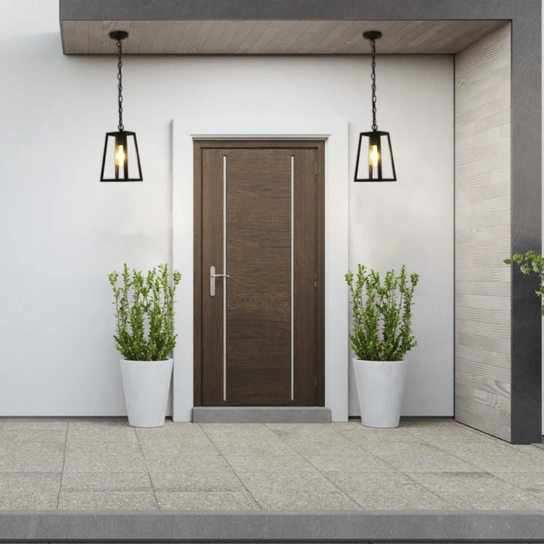 TKLD Pendant & Chandeliers Trapezoidal Matt Black Clear Glass E27 Pendant Ceiling Light Lamp - 60W