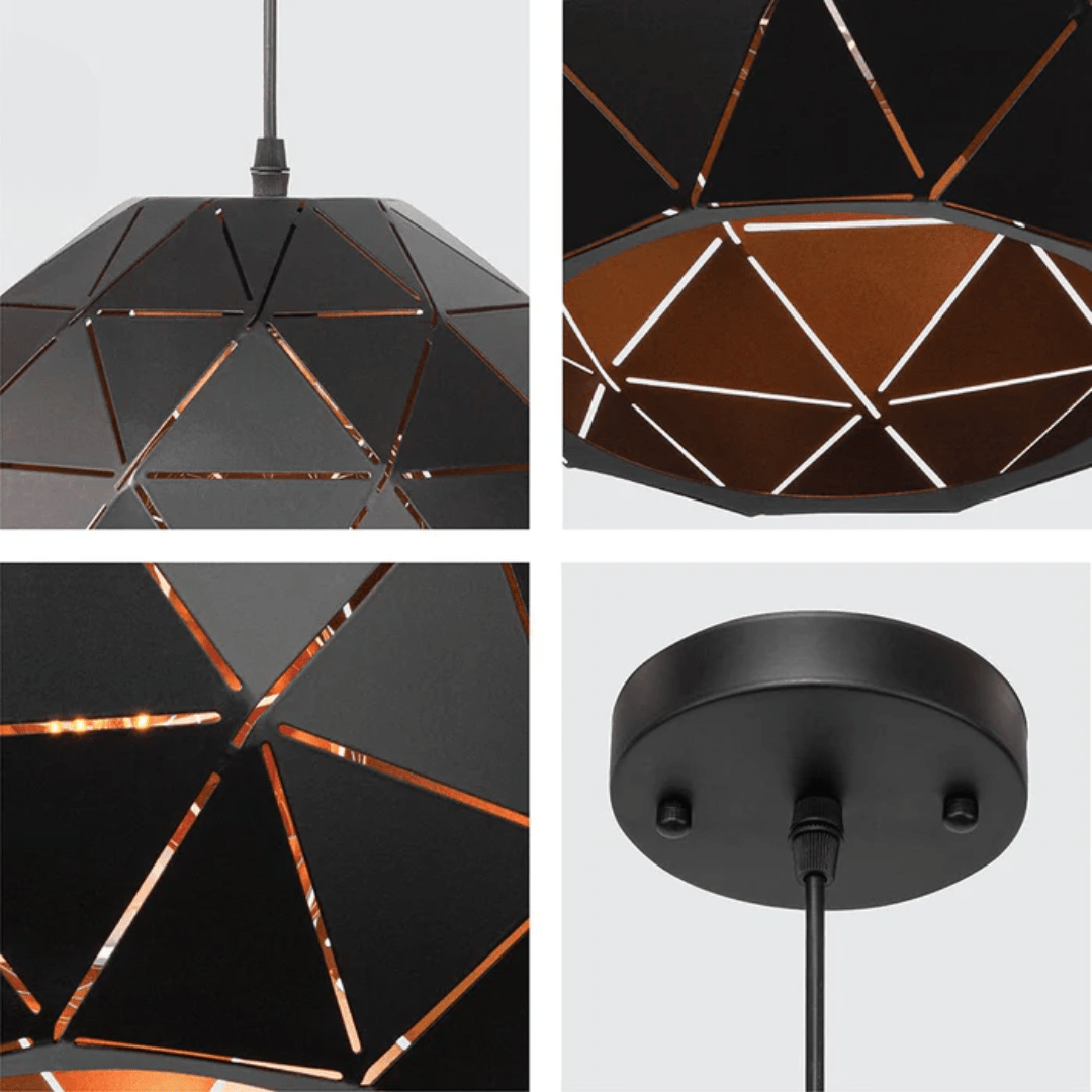 TKLD Pendant & Chandeliers Triangle Black Pattern Metal Laser Pendant Ceiling Light - 40W
