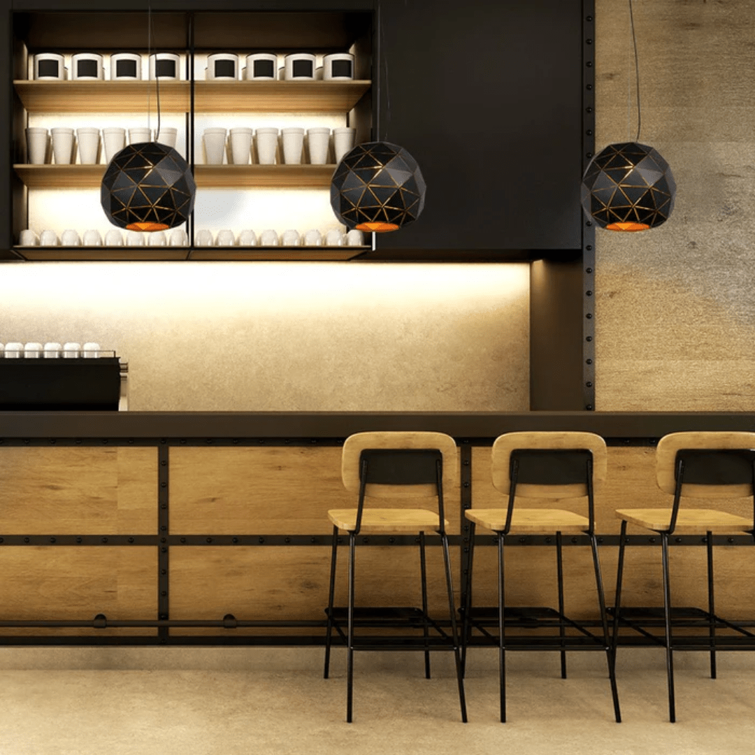 TKLD Pendant & Chandeliers Triangle Black Pattern Metal Laser Pendant Ceiling Light - 40W