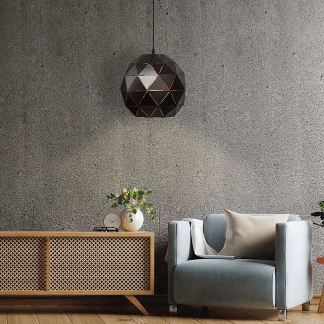 TKLD Pendant & Chandeliers Triangle Black Pattern Metal Laser Pendant Ceiling Light - 40W