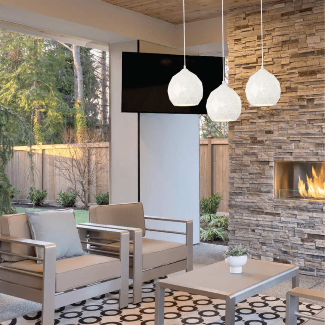 TKLD Pendant & Chandeliers Triangle White Pattern Metal Laser Island Pendant Ceiling Light - 40W