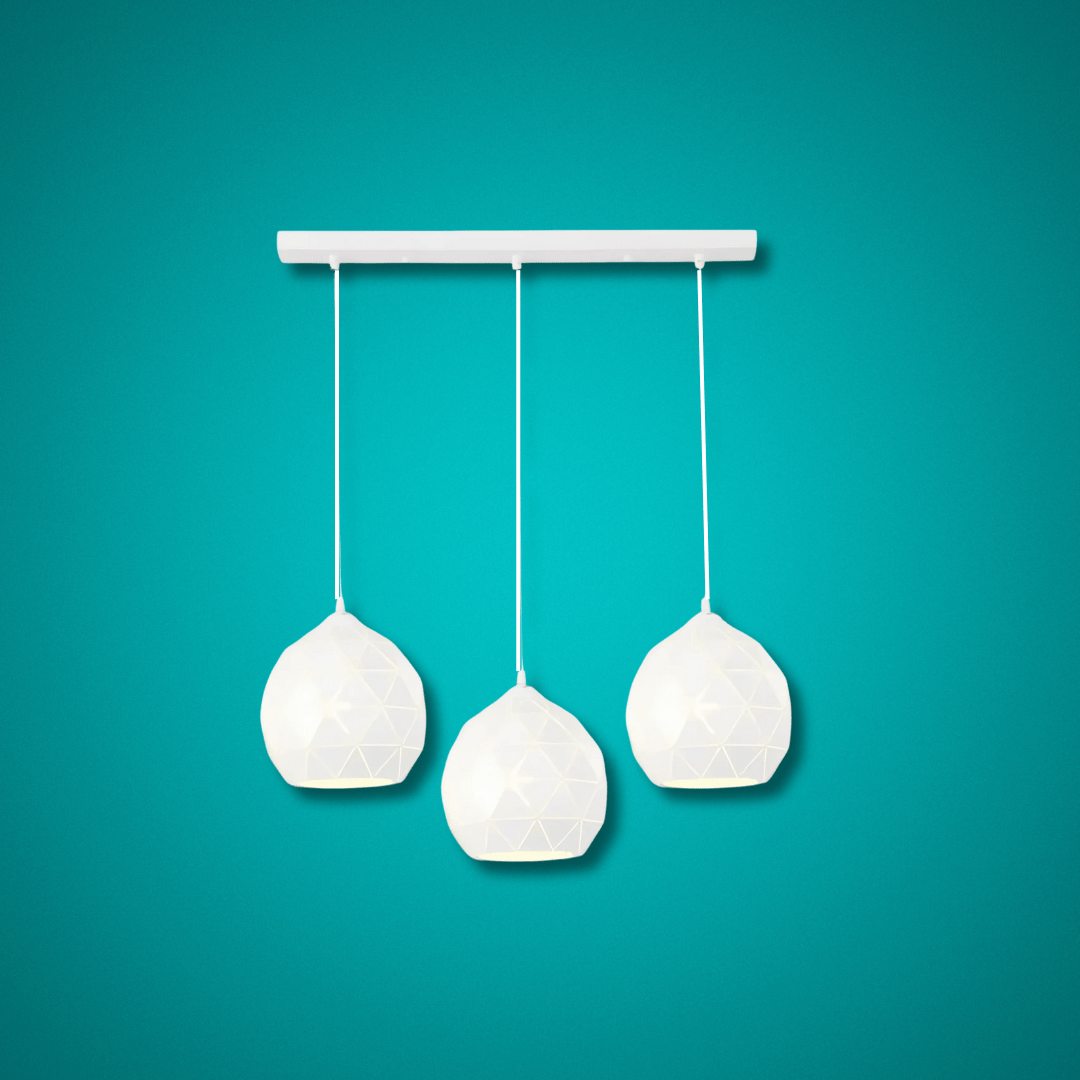 TKLD Pendant & Chandeliers Triangle White Pattern Metal Laser Island Pendant Ceiling Light - 40W