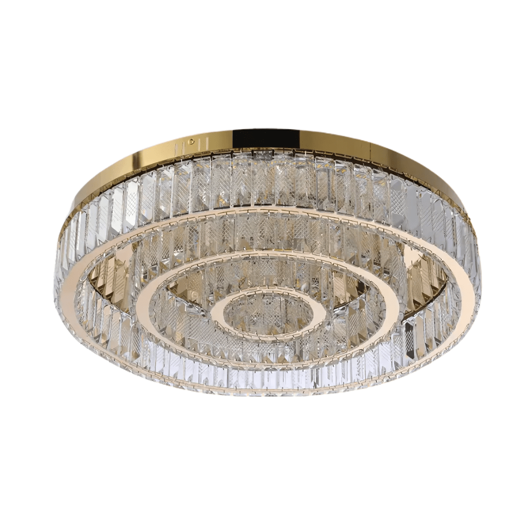 TKLD Pendant & Chandeliers Triple Nested Ring Crystal Flush Ceiling Chandelier Light with Remote Control - 48W