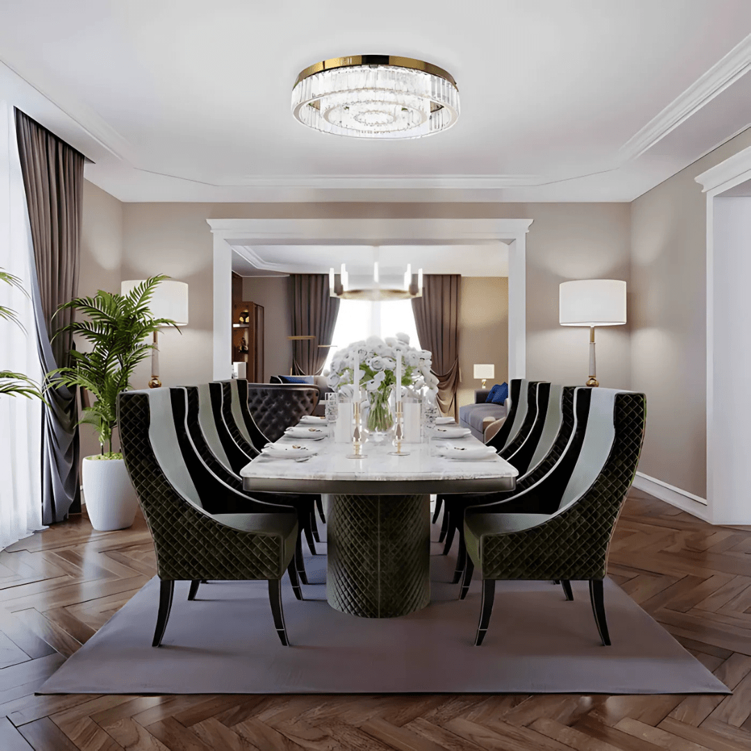 TKLD Pendant & Chandeliers Triple Nested Ring Crystal Flush Ceiling Chandelier Light with Remote Control - 48W