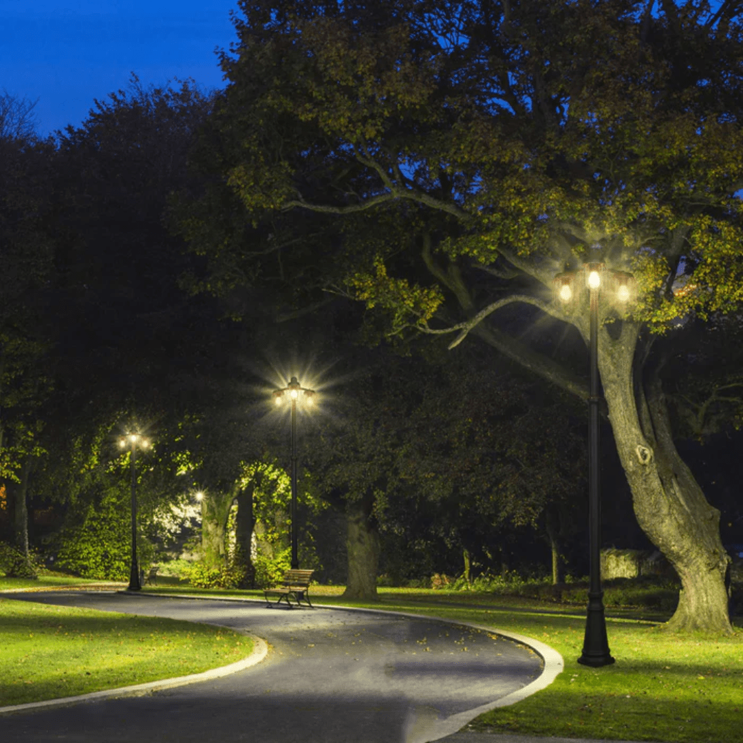 TKLD Outdoor Lighting Tuela Dark Grey Outdoor Garden Pathway Lamp Post - 3 X 40W