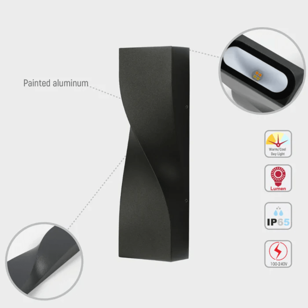 TKLD Wall & Sconce Lights Twist Up and Down 11W LED Outdoor Wall Light - 3000K/4000K/6500K