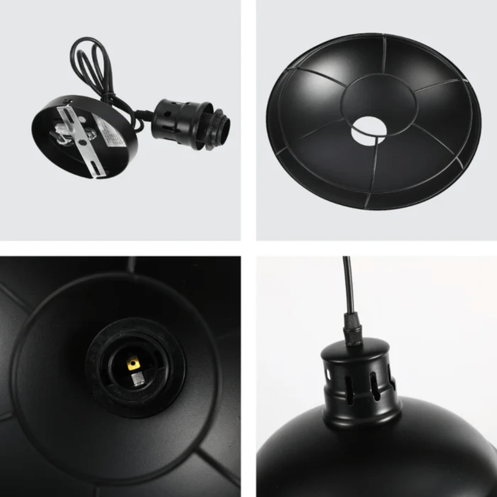 TKLD Pendant & Chandeliers Urban Revive Caged Factory Ceiling Pendant Light Black - D220/D250