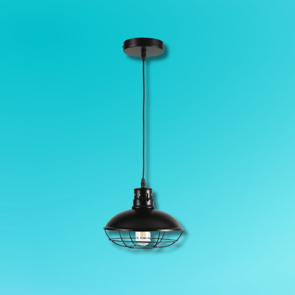 TKLD Pendant & Chandeliers Urban Revive Caged Factory Ceiling Pendant Light Black - D220/D250