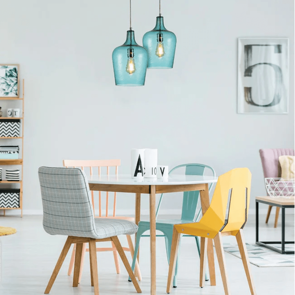 TKLD Pendant & Chandeliers Vase Silhouette Textured Schoolhouse Pendant Ceiling Light - Blue