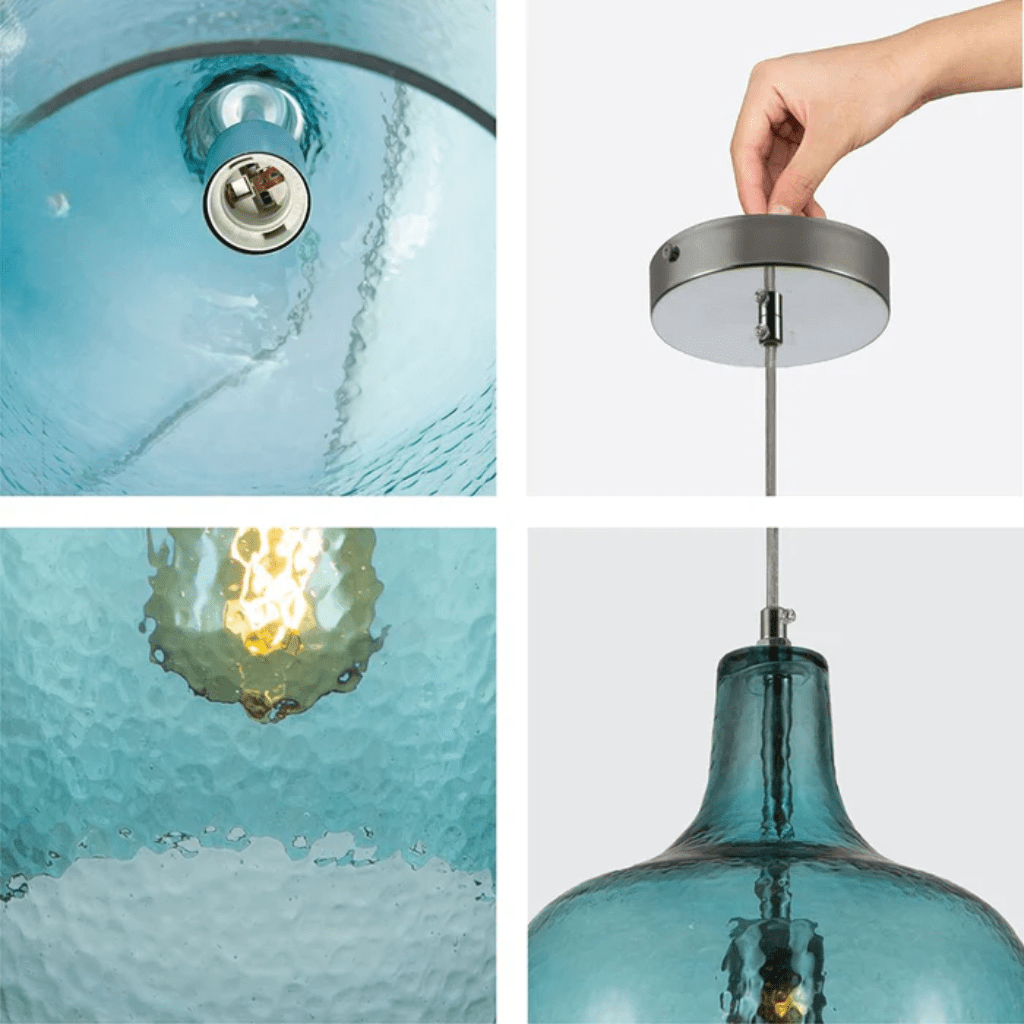 TKLD Pendant & Chandeliers Vase Silhouette Textured Schoolhouse Pendant Ceiling Light - Blue