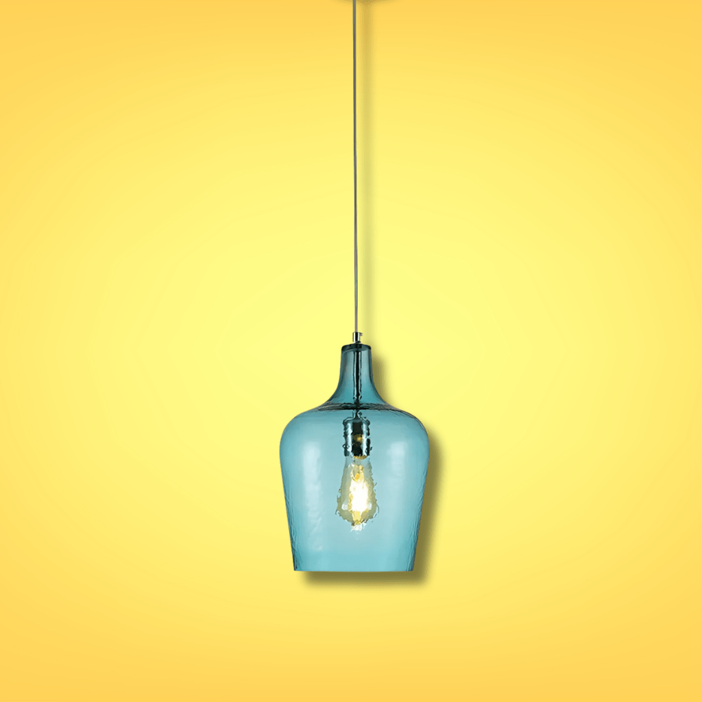 TKLD Pendant & Chandeliers Vase Silhouette Textured Schoolhouse Pendant Ceiling Light - Blue