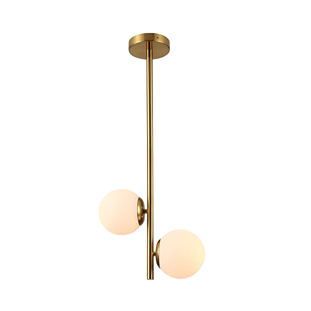 TKLD Ceiling Lights Vertical Opal 2 Opposite Lamps Glass Globes Gold Metal Body Ceiling Light - 40W