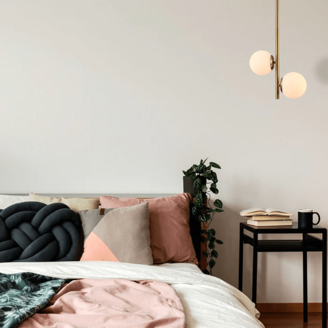 TKLD Ceiling Lights Vertical Opal 2 Opposite Lamps Glass Globes Gold Metal Body Ceiling Light - 40W