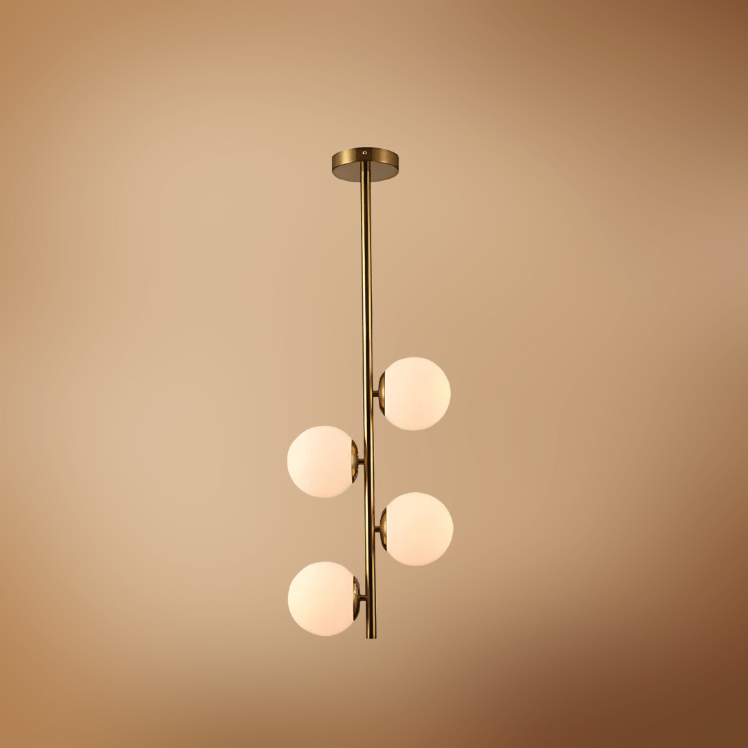 TKLD Ceiling Lights Vertical Opal 6 Opposite Lamps Glass Globes Gold Metal Body Ceiling Light - 40W