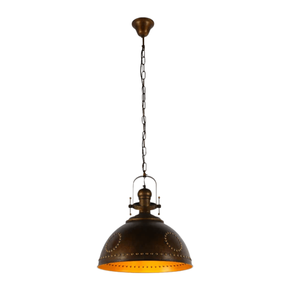 TKLD Pendant & Chandeliers Vintage Industrial Dome Pendant Light with Rivet Detailing