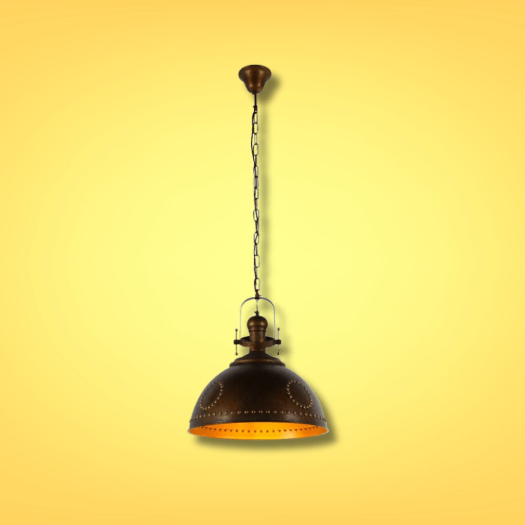 TKLD Pendant & Chandeliers Vintage Industrial Dome Pendant Light with Rivet Detailing