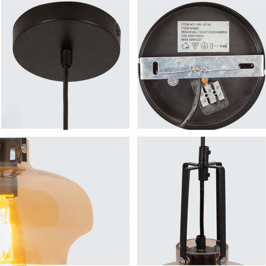 TKLD Pendant & Chandeliers Vintage Industrial Japanese Amber Gaslight Minimalist Glass Pendant Light - D240mm/D330mm/D530mm