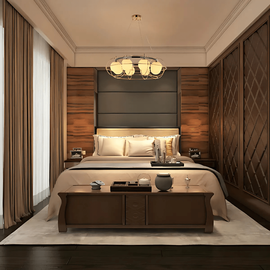 TKLD Pendant & Chandeliers Vintage-Modern Round Orb G9 Chandelier with Geometric Gold Detailing