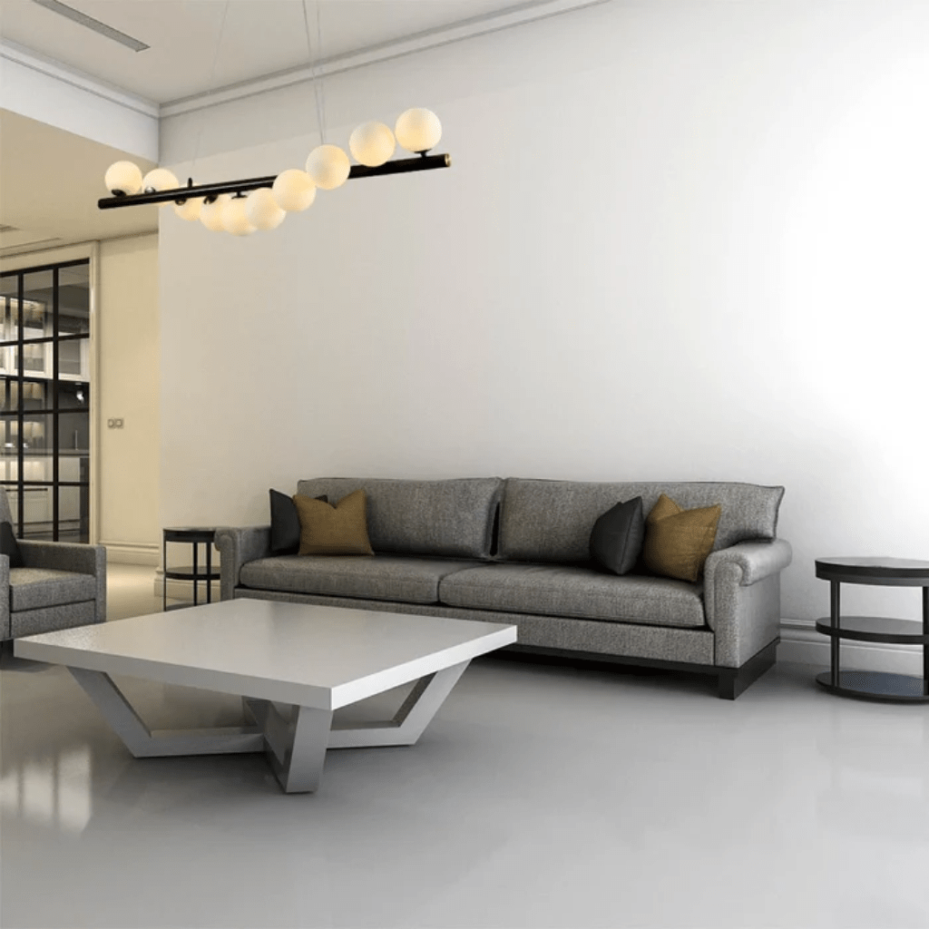 TKLD Pendant & Chandeliers Walnut Wood Finish Opal Glass Globes Kitchen Island 10xG9 Chandelier Ceiling Light