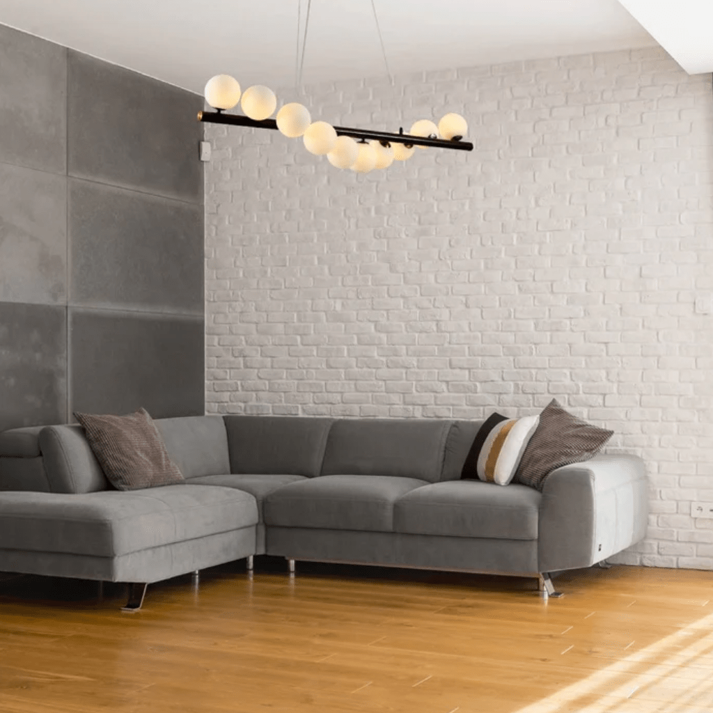 TKLD Pendant & Chandeliers Walnut Wood Finish Opal Glass Globes Kitchen Island 10xG9 Chandelier Ceiling Light