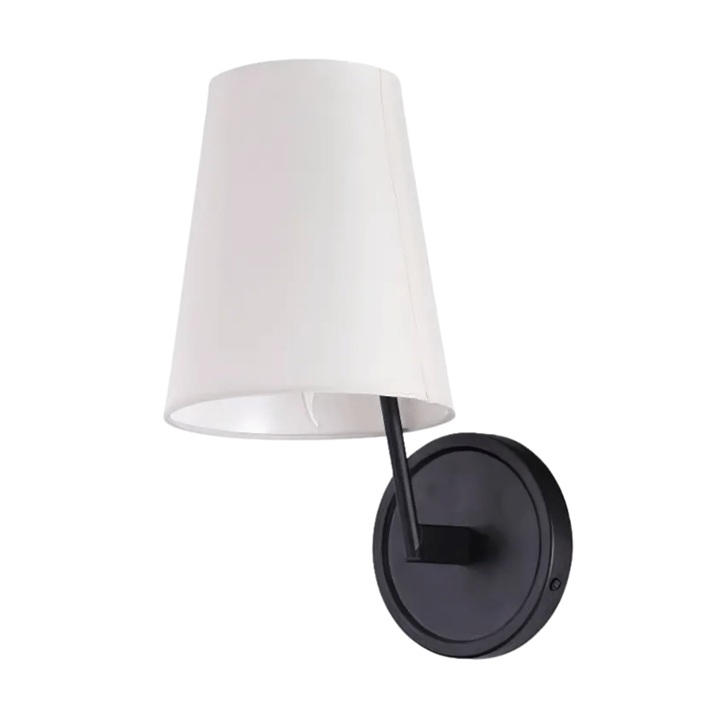TKLD Wall & Sconce Lights White Fabric Black Metal Body Wall Light E14 Fitting