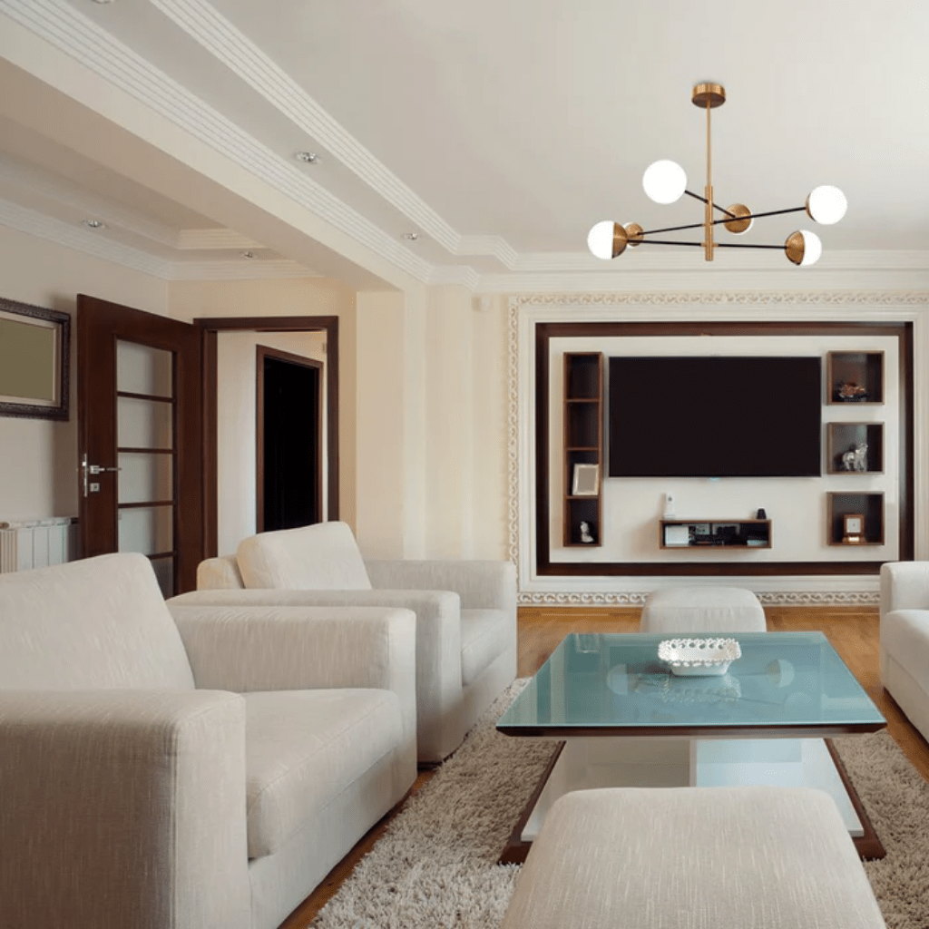 TKLD Pendant & Chandeliers White Glass Gold Metal Globe Sputnik Tiered Nordic Kitchen Island 6xG9 Chandelier