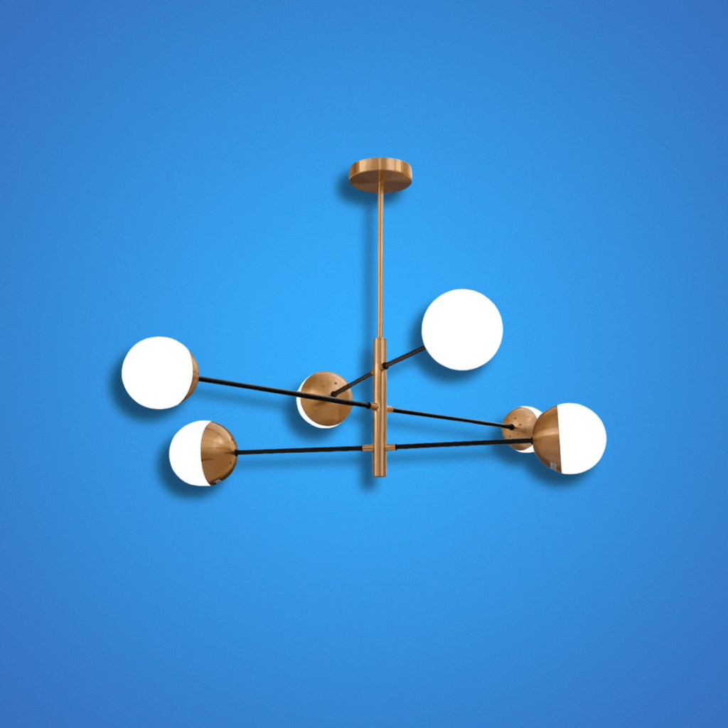 TKLD Pendant & Chandeliers White Glass Gold Metal Globe Sputnik Tiered Nordic Kitchen Island 6xG9 Chandelier