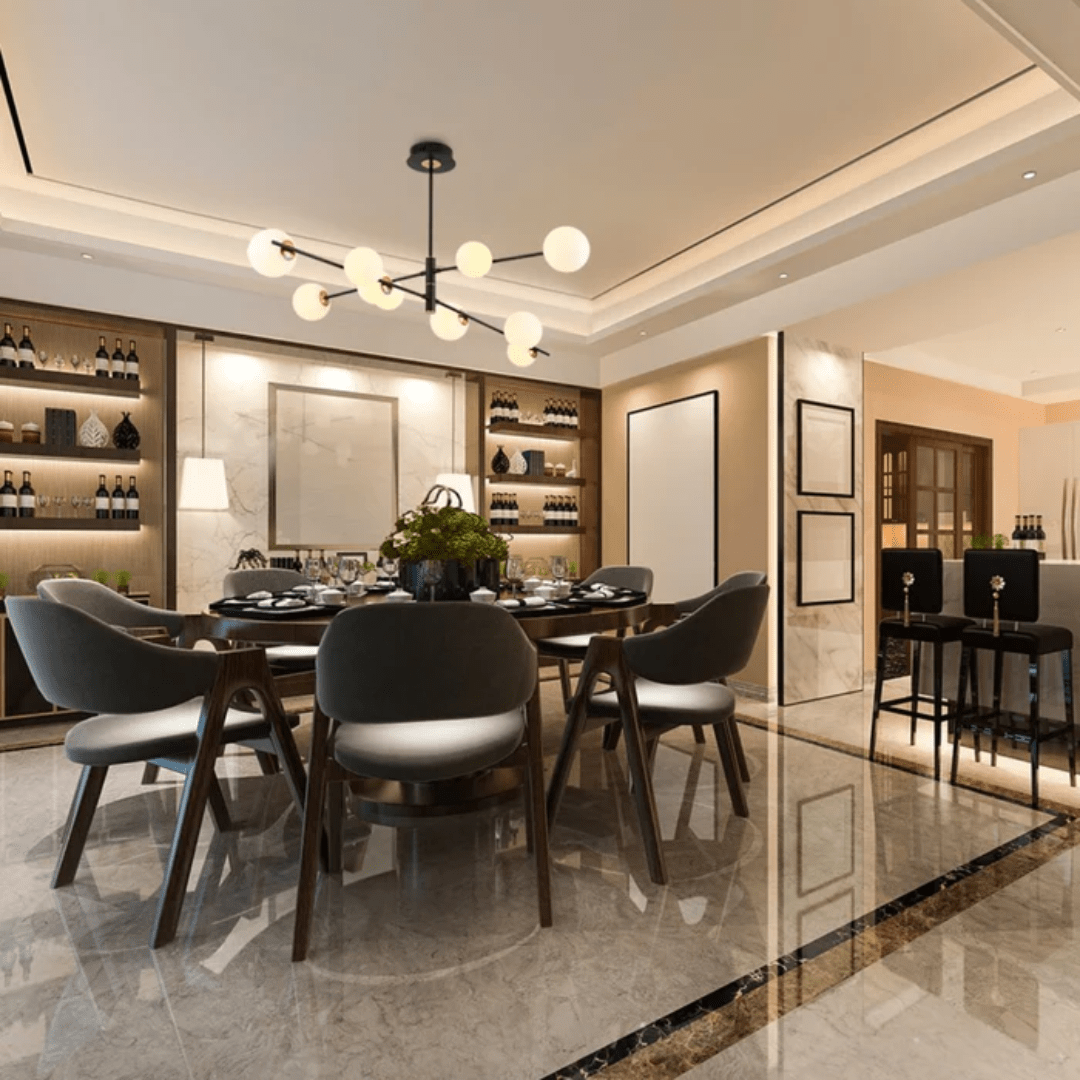 TKLD Ceiling Lights White Globe 10 Lamp Glass Black Rod Body Ceiling Light - 7W