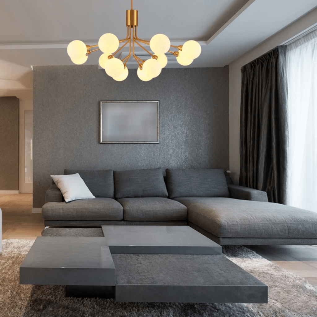 TKLD Pendant & Chandeliers White Globe Glass Gold Arm Body Pendant Chandelier Ceiling Light G9 - 12 Globes