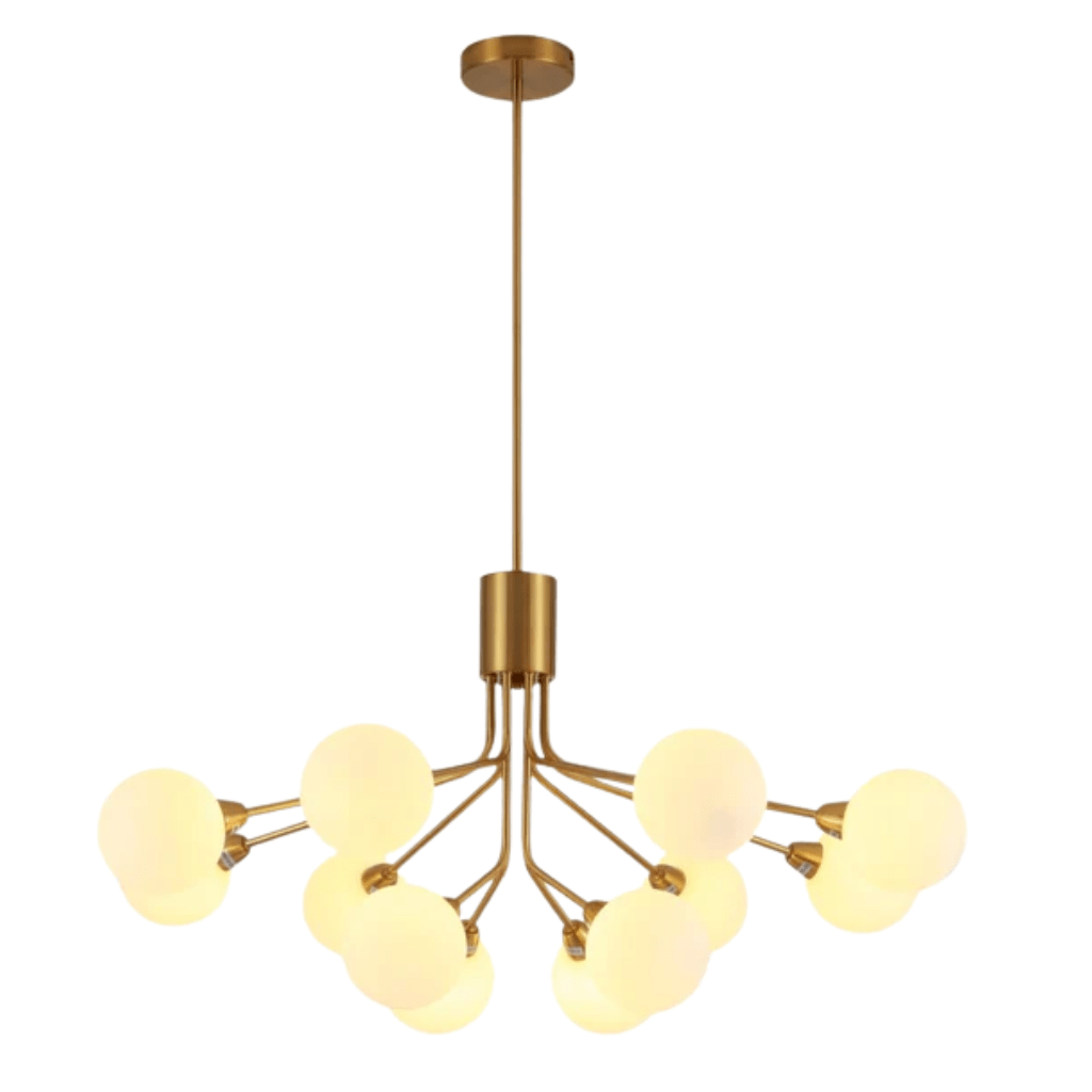 TKLD Pendant & Chandeliers White Globe Glass Gold Arm Body Pendant Chandelier Ceiling Light G9 - 12 Globes