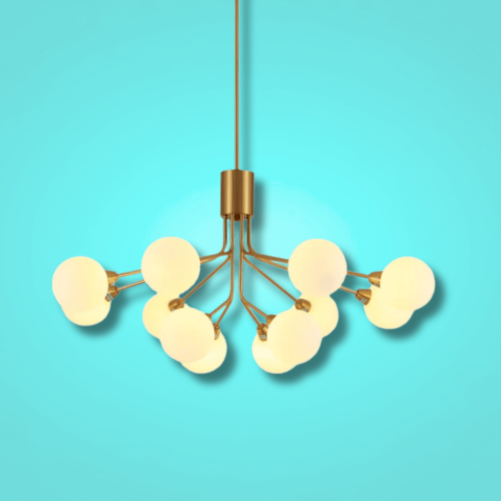 TKLD Pendant & Chandeliers White Globe Glass Gold Arm Body Pendant Chandelier Ceiling Light G9 - 12 Globes