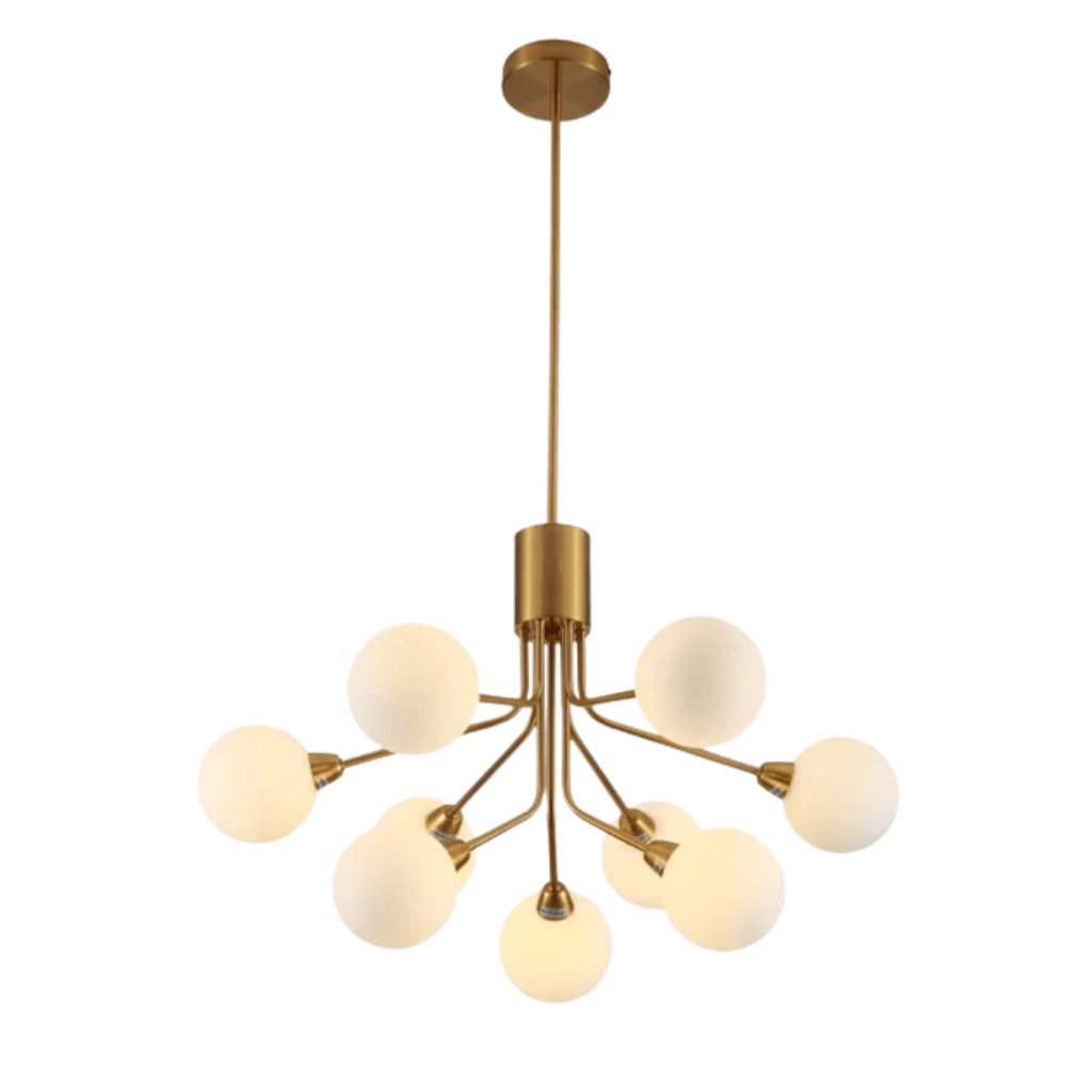 TKLD Pendant & Chandeliers White Globe Glass Gold Arm Body Pendant Chandelier Ceiling Light G9 - 9 Globes