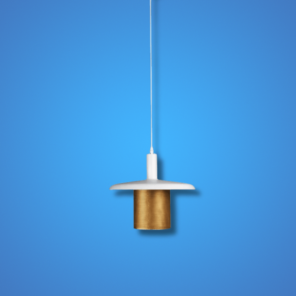 TKLD Pendant & Chandeliers White Golden Metal Caged Flat Pendant Ceiling Light - D350mm/D450mm